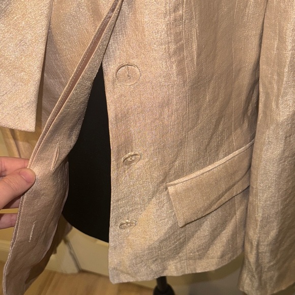 Adrianna Papell Shimmering Cream Blazer with Bow Accent - Picture 3 of 16